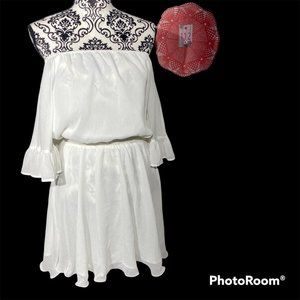 Endless Rose Ruffle Off The Shoulder Chiffon White Dress NWT